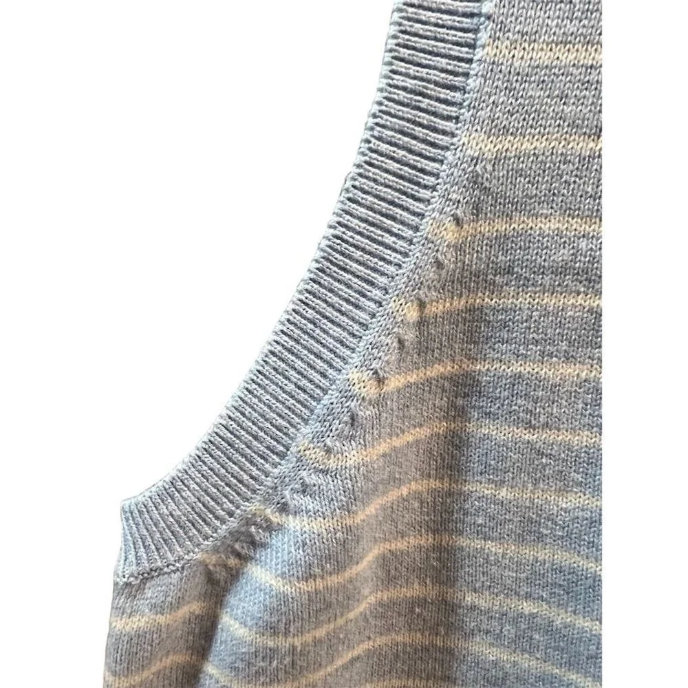 Boden Women's Knit Sweater Vest Size 10 Heathered Blue/White Sleeveless